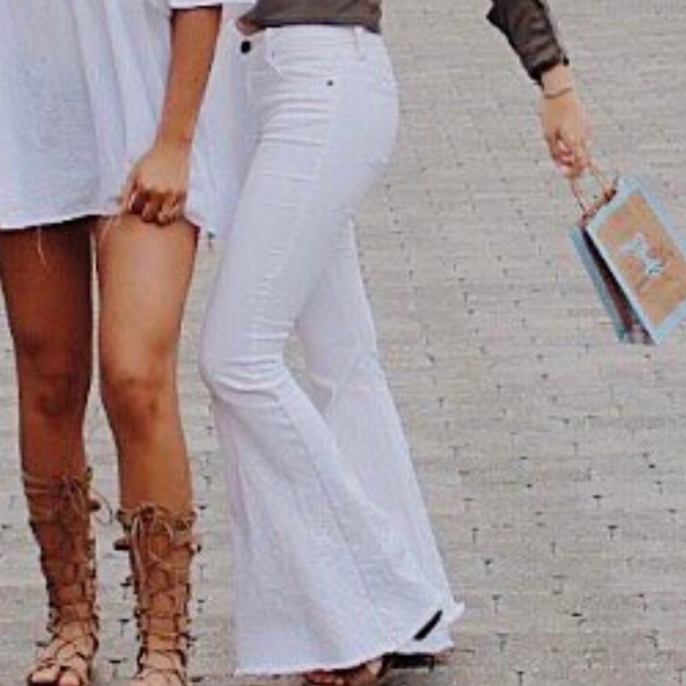 Free People white flare jeans